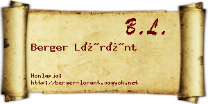Berger Lóránt névjegykártya