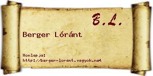 Berger Lóránt névjegykártya